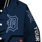 personalized detroit tigers hexagon cluster navy black varsity jacket best selling