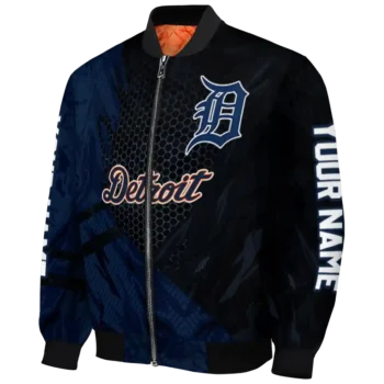 personalized detroit tigers hexagon mesh navy black bomber jacket best selling