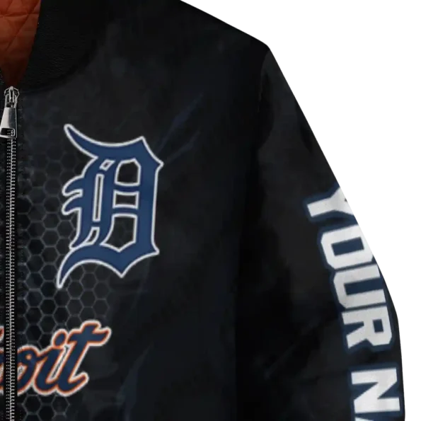 personalized detroit tigers hexagon mesh navy black bomber jacket premium grade
