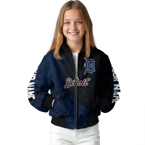 personalized detroit tigers hexagon mesh navy black bomber jacket top rated