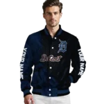 personalized detroit tigers hexagon mesh navy black varsity jacket best selling