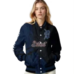 personalized detroit tigers hexagon mesh navy black varsity jacket best selling