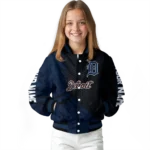personalized detroit tigers hexagon mesh navy black varsity jacket best selling