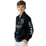 personalized detroit tigers hexagon mesh navy black varsity jacket best selling