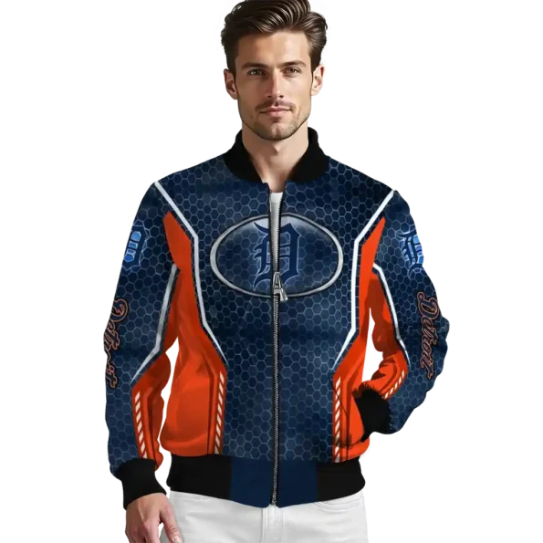 personalized detroit tigers power plate navy bomber jacket high quality