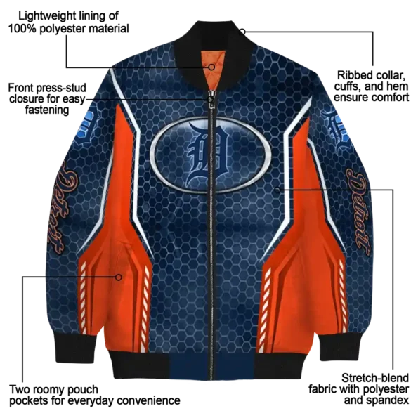 personalized detroit tigers power plate navy bomber jacket new arrival