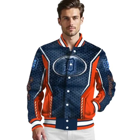 personalized detroit tigers power plate navy varsity jacket high quality