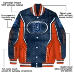 personalized detroit tigers power plate navy varsity jacket best selling