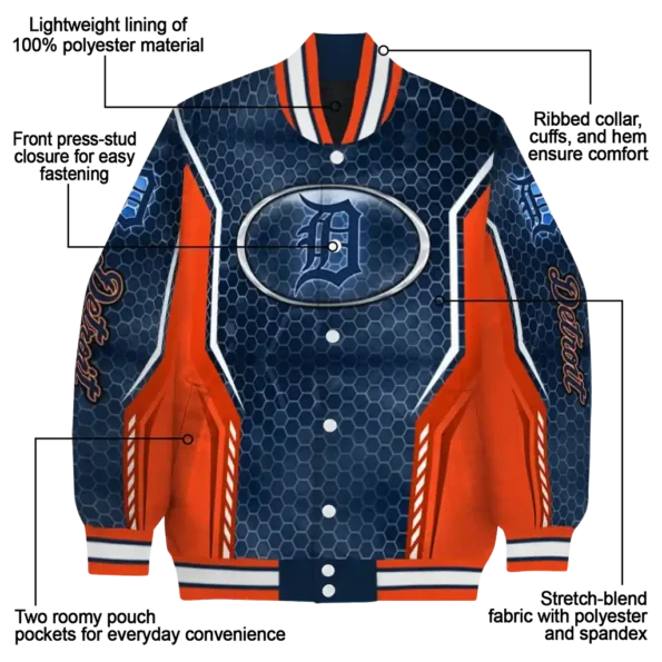 personalized detroit tigers power plate navy varsity jacket new arrival