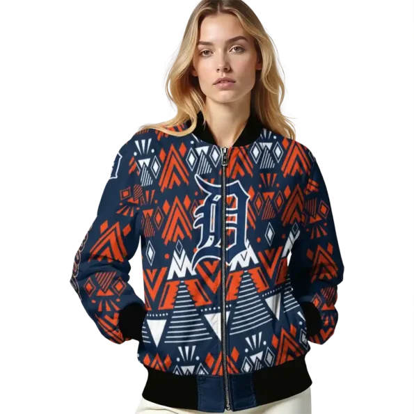 personalized detroit tigers pyramid shapes navy bomber jacket latest model