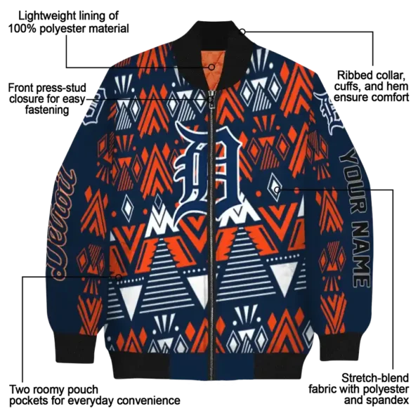 personalized detroit tigers pyramid shapes navy bomber jacket new arrival