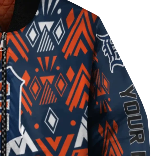 personalized detroit tigers pyramid shapes navy bomber jacket premium grade