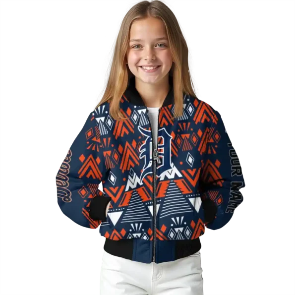 personalized detroit tigers pyramid shapes navy bomber jacket top rated