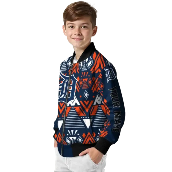 personalized detroit tigers pyramid shapes navy bomber jacket trendy