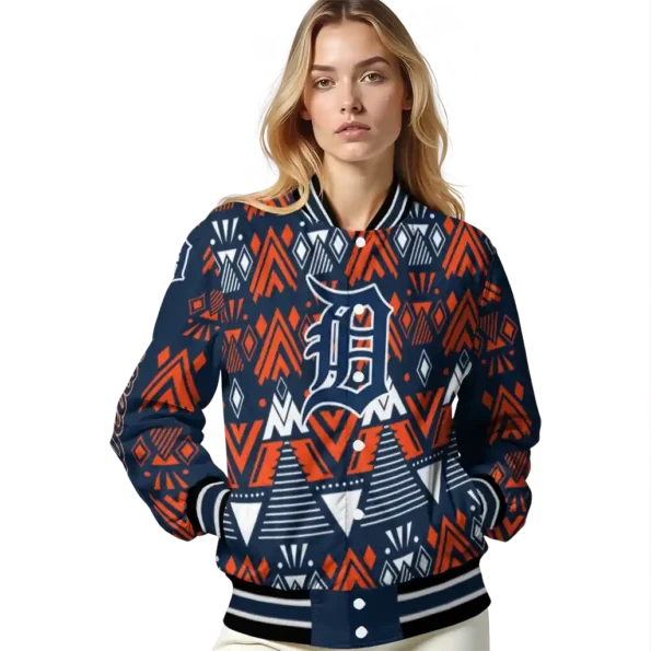 personalized detroit tigers pyramid shapes navy varsity jacket latest model