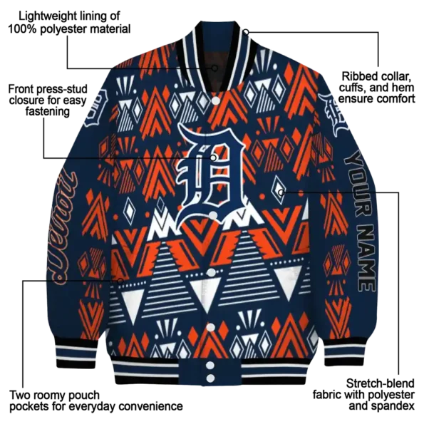 personalized detroit tigers pyramid shapes navy varsity jacket new arrival