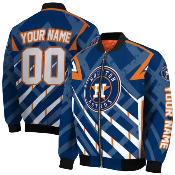 personalized houston astros chevron angles blue bomber jacket fashion forward