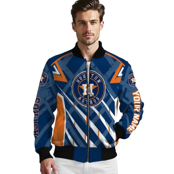 personalized houston astros chevron angles blue bomber jacket high quality