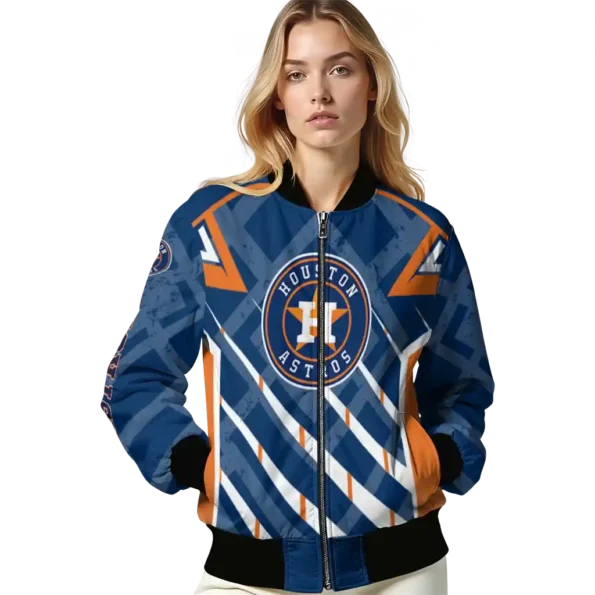 personalized houston astros chevron angles blue bomber jacket latest model