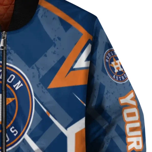personalized houston astros chevron angles blue bomber jacket premium grade