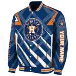 personalized houston astros chevron angles blue varsity jacket best selling