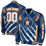 personalized houston astros chevron angles blue varsity jacket best selling