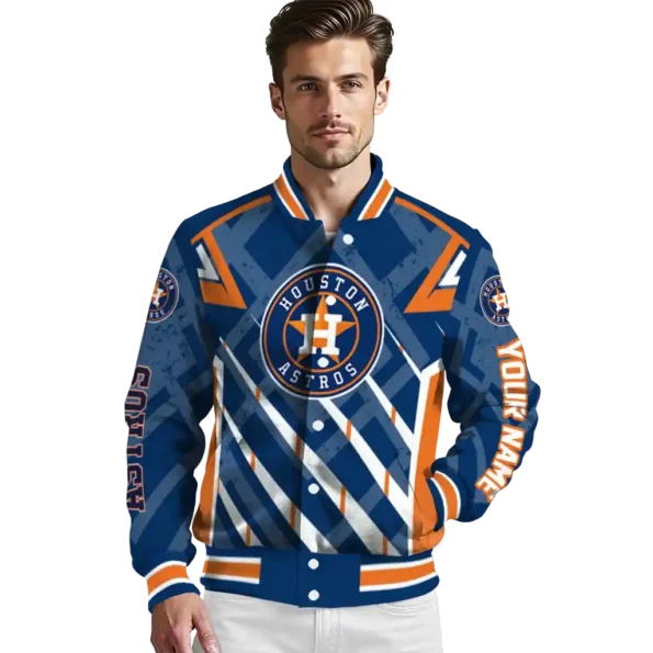 personalized houston astros chevron angles blue varsity jacket high quality