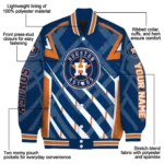 personalized houston astros chevron angles blue varsity jacket best selling