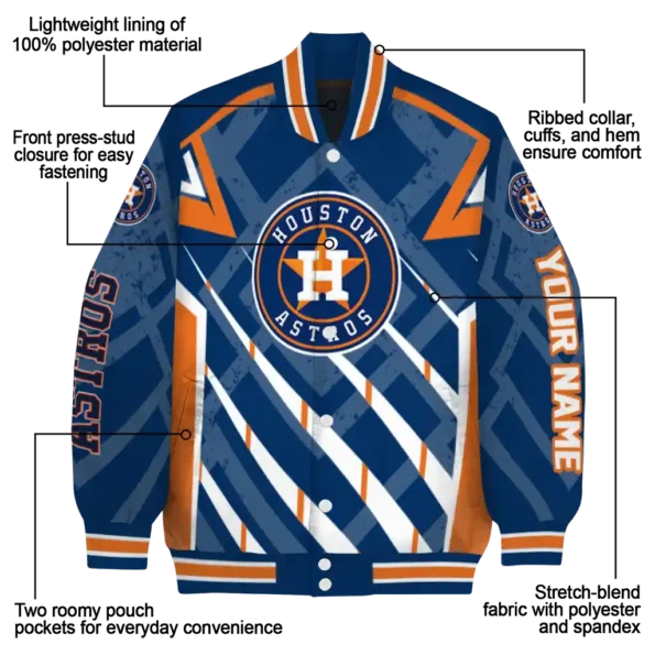 personalized houston astros chevron angles blue varsity jacket new arrival