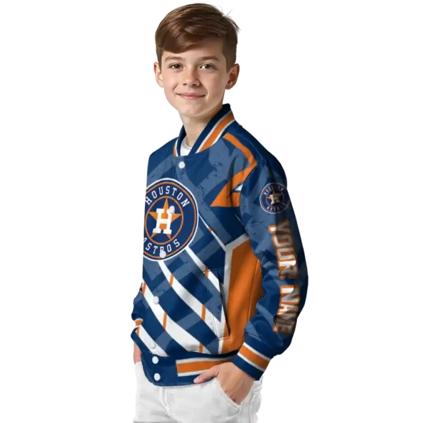 personalized houston astros chevron angles blue varsity jacket trendy