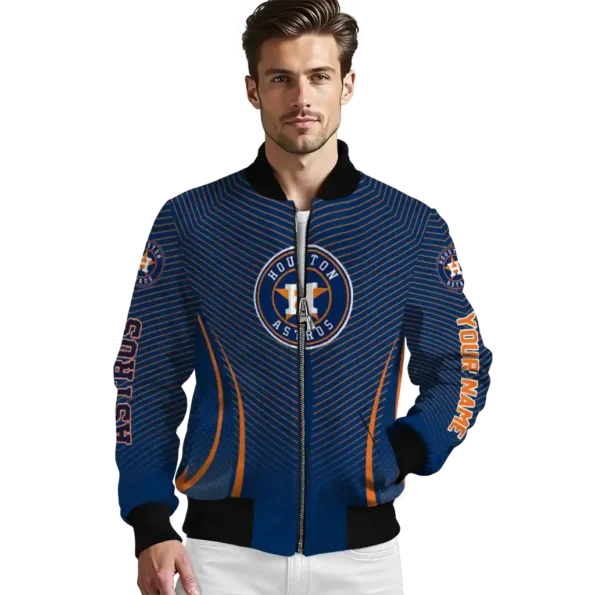 personalized houston astros chevron arrow blue bomber jacket high quality
