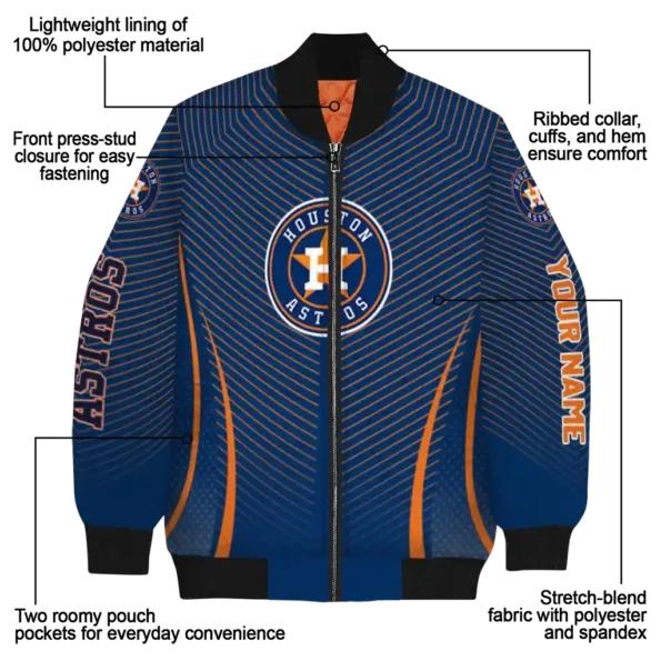 personalized houston astros chevron arrow blue bomber jacket new arrival
