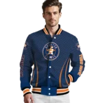personalized houston astros chevron arrow blue varsity jacket best selling