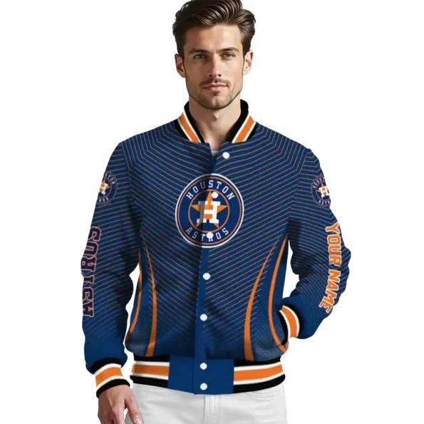 personalized houston astros chevron arrow blue varsity jacket high quality