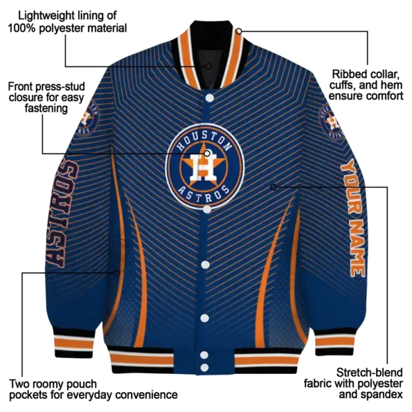 personalized houston astros chevron arrow blue varsity jacket new arrival