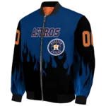 personalized houston astros flame border blue black bomber jacket best selling