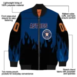 personalized houston astros flame border blue black bomber jacket best selling