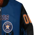 personalized houston astros flame border blue black bomber jacket best selling
