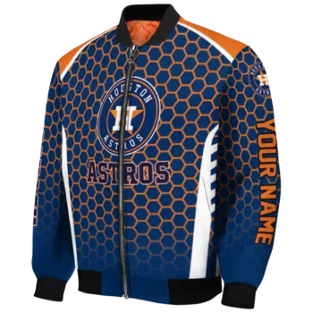 personalized houston astros hexagon grid blue bomber jacket best selling