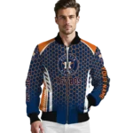 personalized houston astros hexagon grid blue bomber jacket best selling
