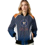 personalized houston astros hexagon grid blue bomber jacket best selling
