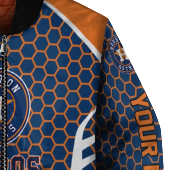 personalized houston astros hexagon grid blue bomber jacket premium grade