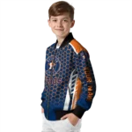 personalized houston astros hexagon grid blue bomber jacket best selling