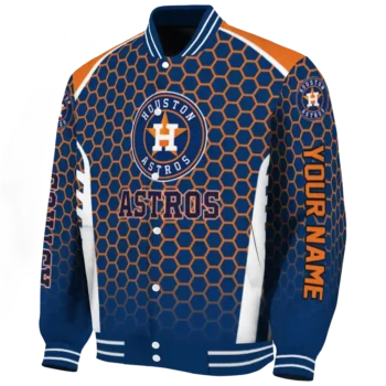 personalized houston astros hexagon grid blue varsity jacket best selling