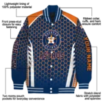 personalized houston astros hexagon grid blue varsity jacket best selling