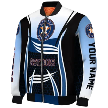 personalized houston astros mesh effect blue black bomber jacket best selling