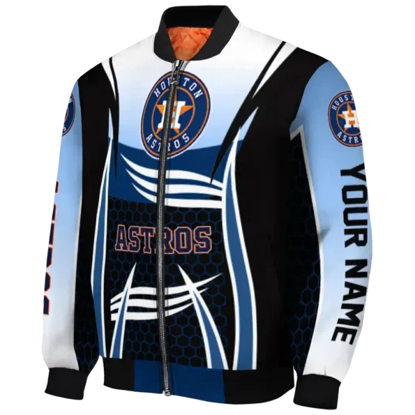 personalized houston astros mesh effect blue black bomber jacket best selling