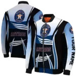 personalized houston astros mesh effect blue black bomber jacket best selling
