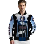 personalized houston astros mesh effect blue black bomber jacket best selling