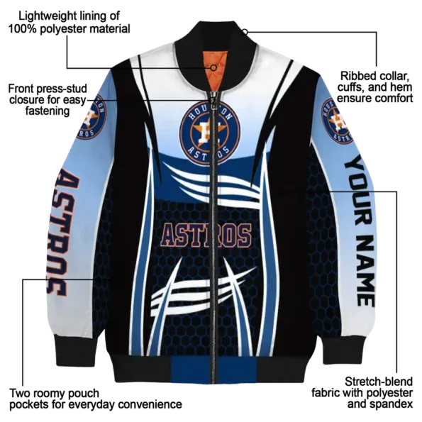personalized houston astros mesh effect blue black bomber jacket new arrival